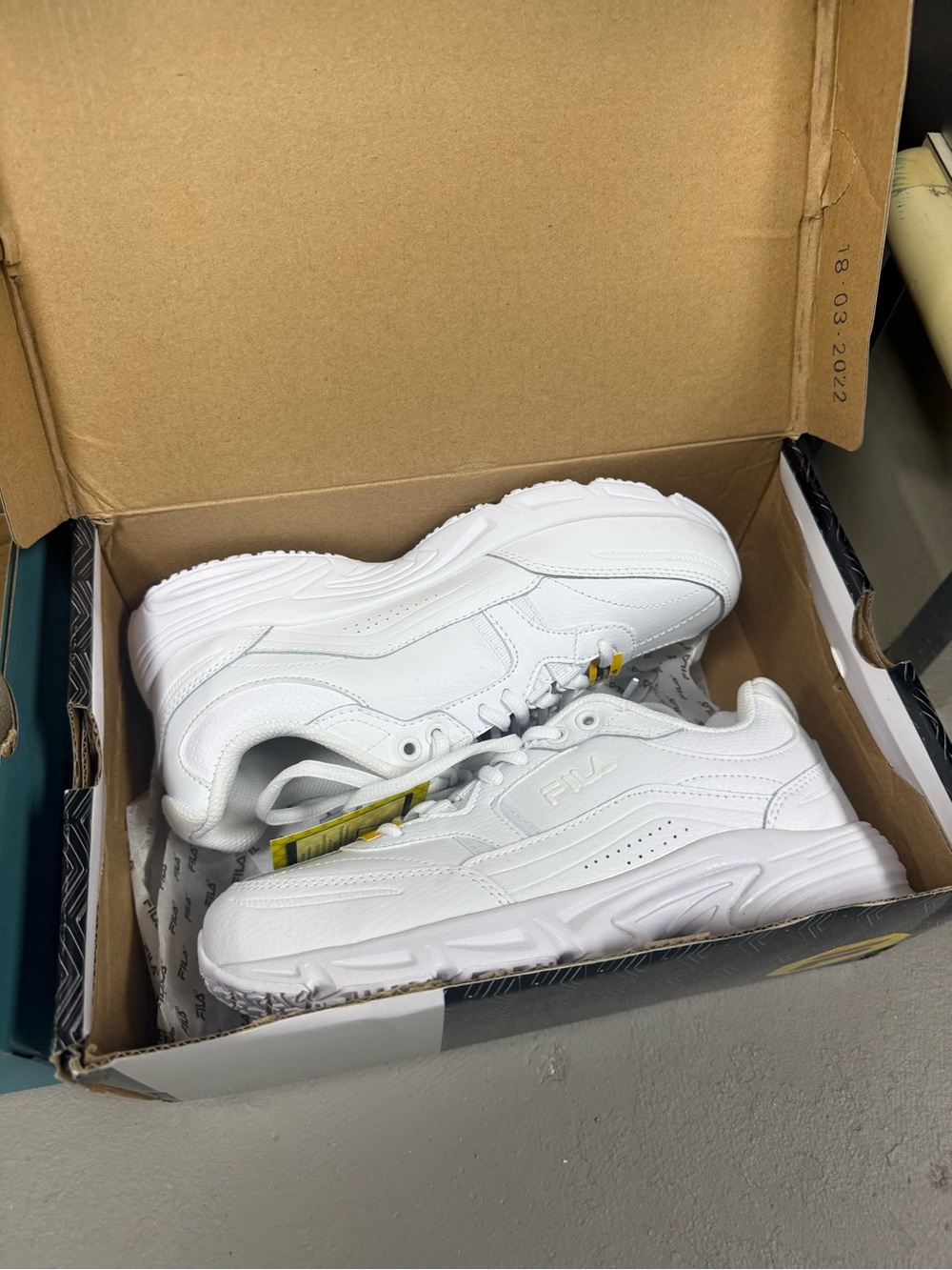 Fila Women All-White Leather Athletic Sneakers